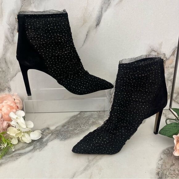 SAM EDELMAN Farren Tulle Pointed-Toe Booties in Black Size 7 NEW - Picture 5 of 16